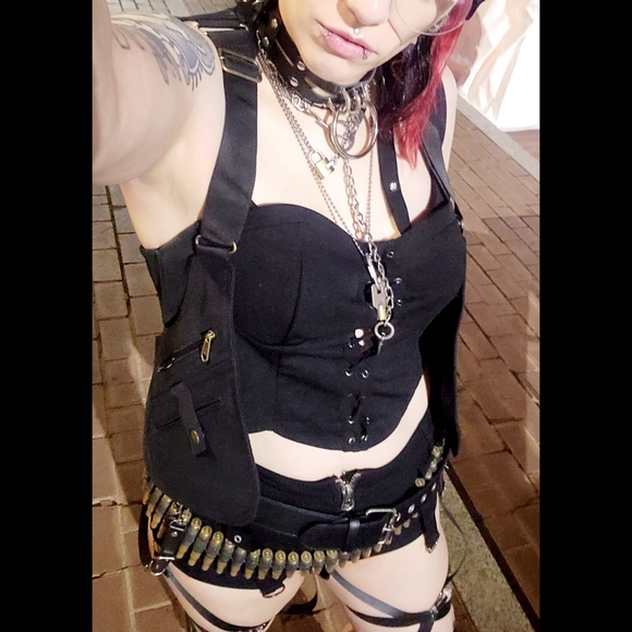 |Bullet Shells Belt| Spent Brass Shells Black Industrial Metal Links Punk Grunge - Picture 5 of 7